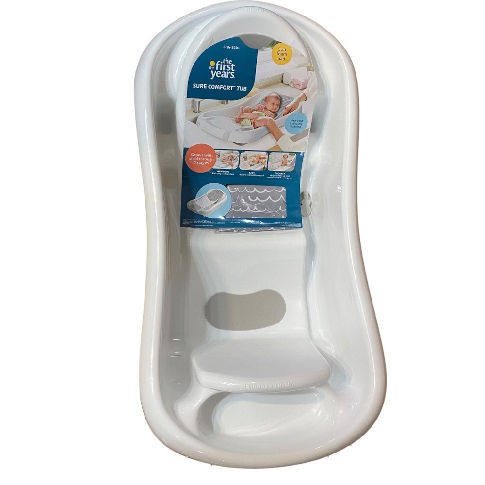 The First Years Sure Comfort Deluxe Newborn-to-Toddler Tub with Sling Bath NEW
